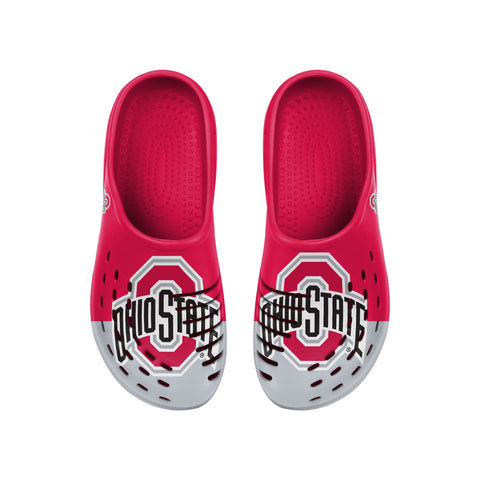 FOCO NCAA Men's Ohio State Buckeyes 2023 Colorblock Big Logo Clogs