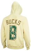 FISLL NBA Men's Milwaukee Bucks Fleece Zip Up Hoodie, Cream