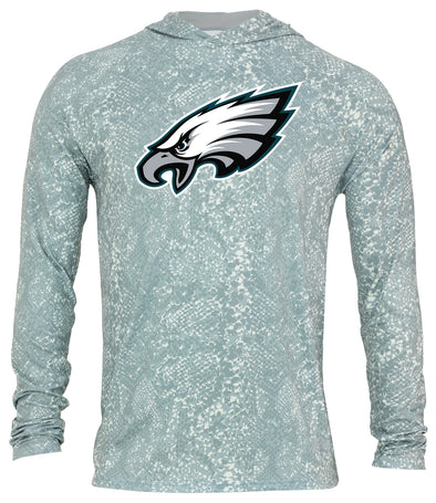 Zubaz NFL Men's Light Weight All Over Post Gray Tonal Hoodie, With Primary Logo, Philadelphia Eagles