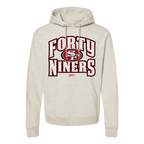 Zubaz NFL San Francisco 49Ers  Unisex Pullover Fleece Hoodie for Adult Men and Women, Z2T Kickoff, Oatmeal Heather