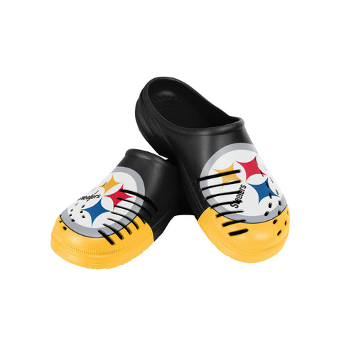 FOCO NFL Men's Pittsburgh Steelers 2023 Colorblock Big Logo Clogs