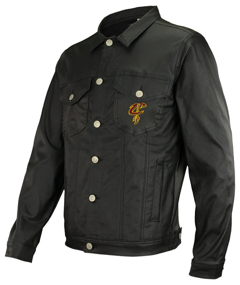 FISLL NBA Men's Cleveland Cavaliers Waxed Denim Jacket, Black