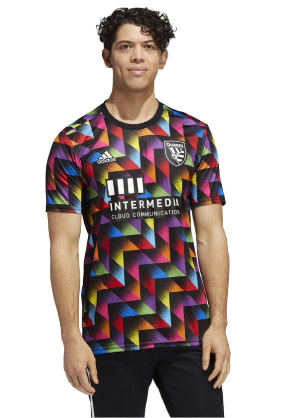 Adidas MLS Men's San Jose Earthquakes Pride Pre-Match Short Sleeve Jersey