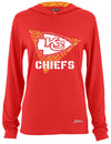 Zubaz NFL Women's Light Weight Team Color Hoodie 2 Tone Zebra Liner, Retro 3 Point Logo, Kansas City Chiefs