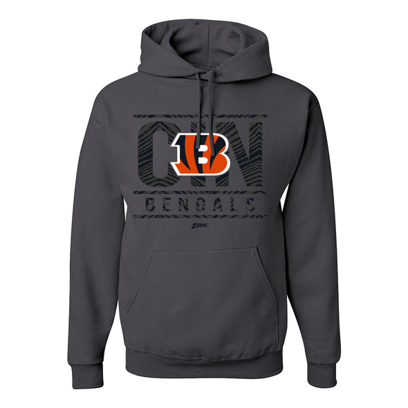 Zubaz NFL Cincinnati Bengals Unisex Pullover Fleece Hoodie for Adult Men and Women, Z2C Goal Line, Charcoal