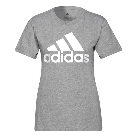 Adidas Women's Essentials Logo Tee, Medium Grey Heather/White