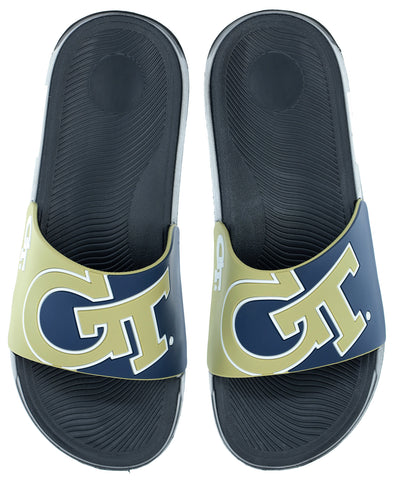 FOCO NCAA Men's Georgia Tech Yellow Jackets Cropped Big Logo Raised Slides