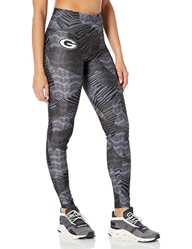 Zubaz Women's Green Bay Packers Tonal Black Patchwork Zebra Legging