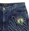 FISLL NBA Men's Boston Celtics Jeans with Distressed Claw Marks