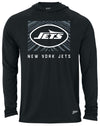 Zubaz NFL Men's Light Weight Black Body Hoodie, Gray Tunnel Logo, New York Jets