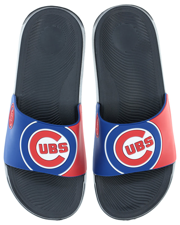 FOCO MLB Men's Chicago Cubs Cropped Big Logo Raised Slides