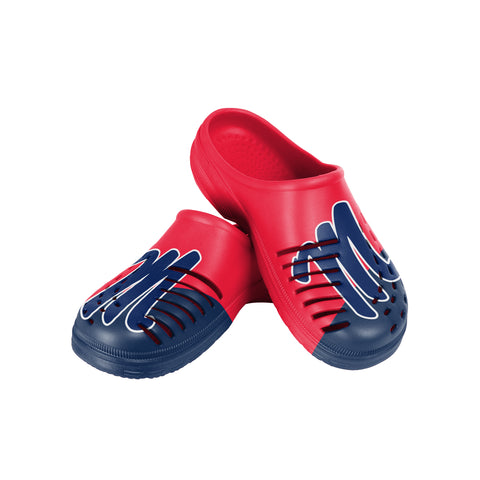 FOCO NCAA Men's Ole Miss Rebels 2023 Colorblock Big Logo Clogs