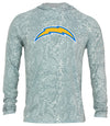 Zubaz NFL Men's Light Weight All Over Post Gray Tonal Hoodie, With Primary Logo, LA Chargers