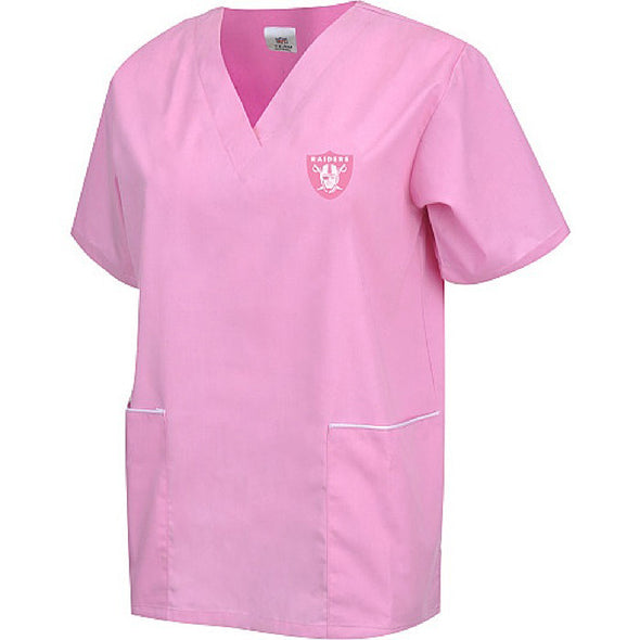 Fabrique Innovations NFL Unisex Las Vegas Raiders Breast Cancer Awareness Scrub Top