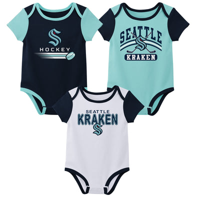 Outerstuff NHL Infant Unisex Seattle Kraken Variery 3-Pack Bodysuit Set