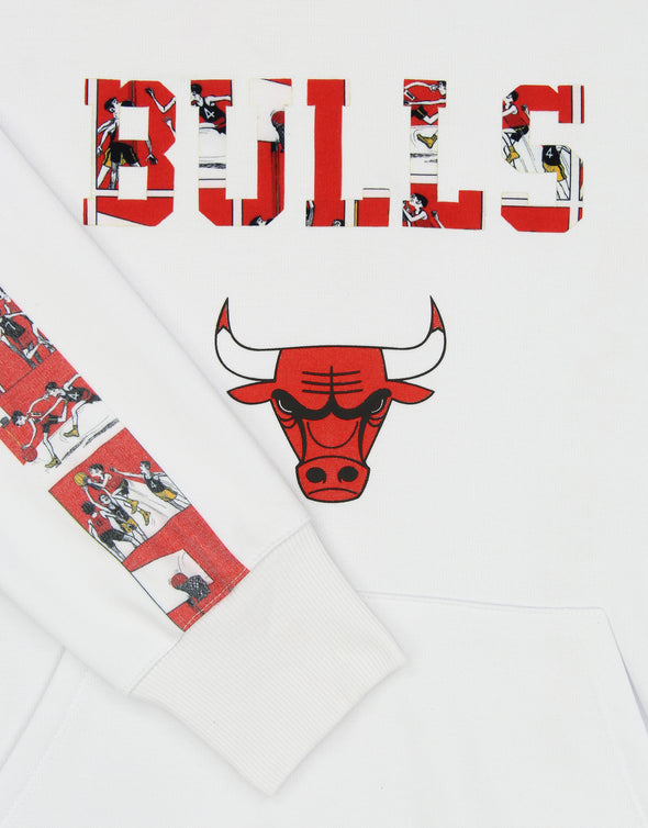 FISLL NBA Men's Chicago Bulls Graphic Stripe Hoodie, White