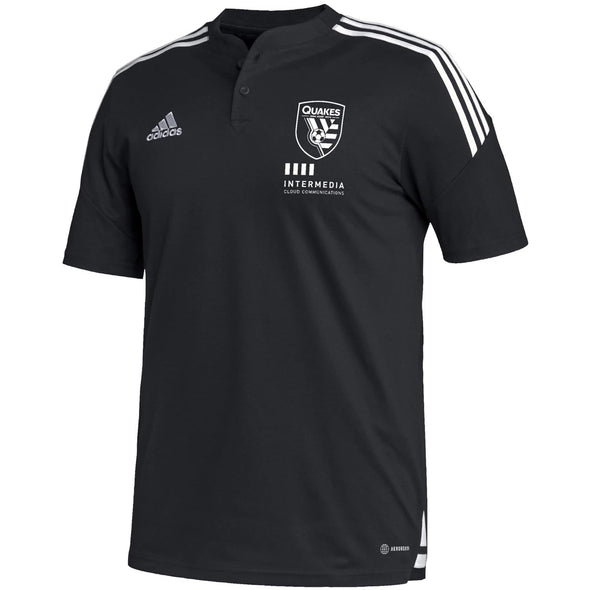 adidas MLS Men's San Jose Earthquakes Polo Henley Shirt, Black/White