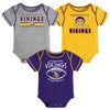 Outerstuff NFL Infant Minnesota Vikings 3-Pack Short Sleeve Bodysuit