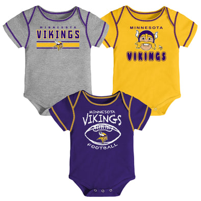 Outerstuff NFL Infant Minnesota Vikings 3-Pack Short Sleeve Bodysuit