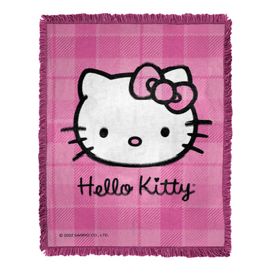 Northwest X Hello Kitty Plaid Perfect Woven Jacquard Throw Blanket, 46"W x 60"L