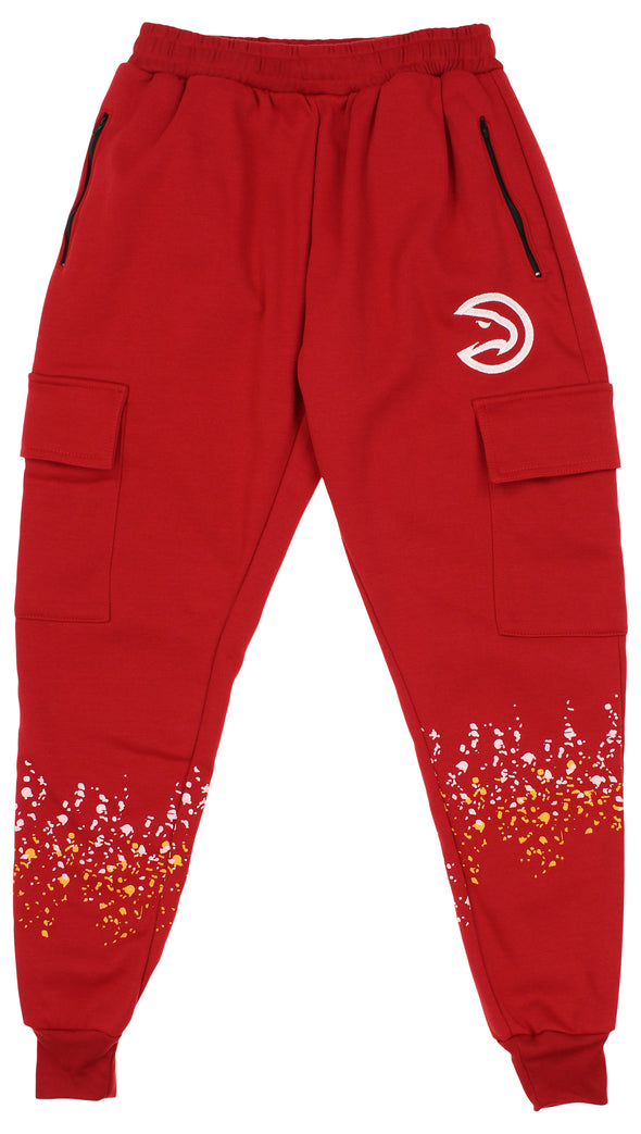 FISLL NBA Men's Atlanta Hawks Cargo Jogger Pants, Red