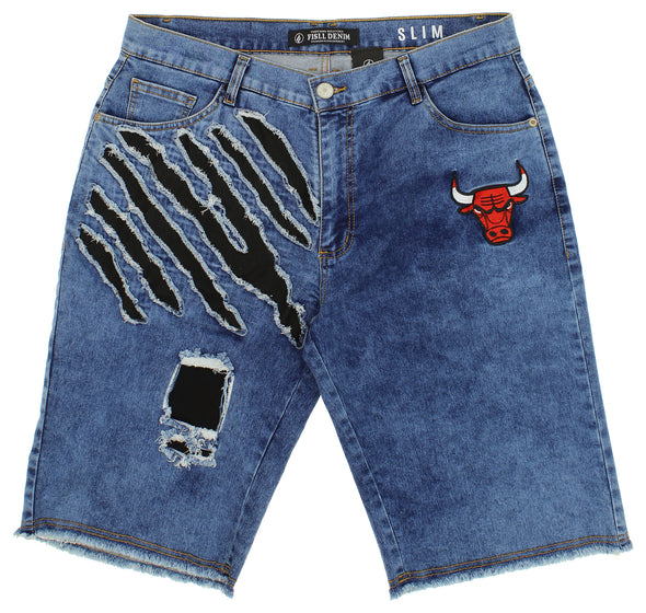 FISLL NBA Men's Chicago Bulls Knee Length Shorts - Blue