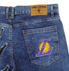 FISLL NBA Men's Los Angeles Lakers Jeans with Distressed Claw Marks