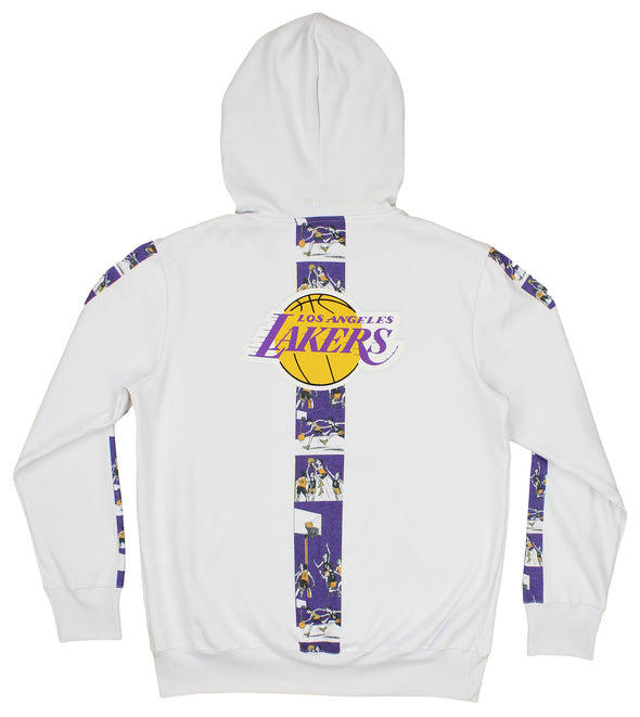 FISLL NBA Men's Los Angeles Lakers Graphic Stripe Hoodie, White