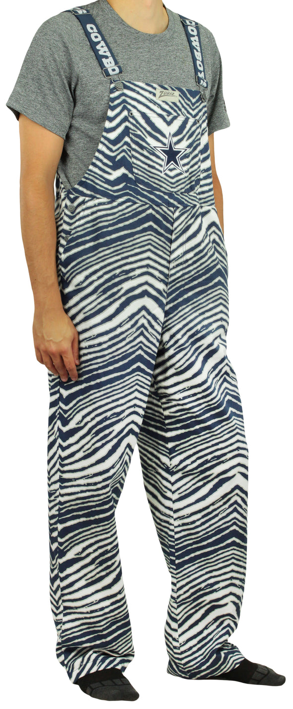 Zubaz NFL Unisex Zebra Lined Bib Overalls for Adult Men and Women, Dallas Cowboys