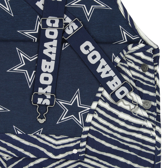 Zubaz NFL Unisex Zebra Lined Bib Overalls for Adult Men and Women, Dallas Cowboys