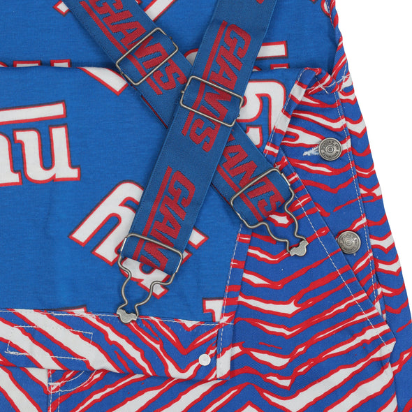 Zubaz NFL Unisex Zebra Lined Bib Overalls for Adult Men and Women, New York Giants