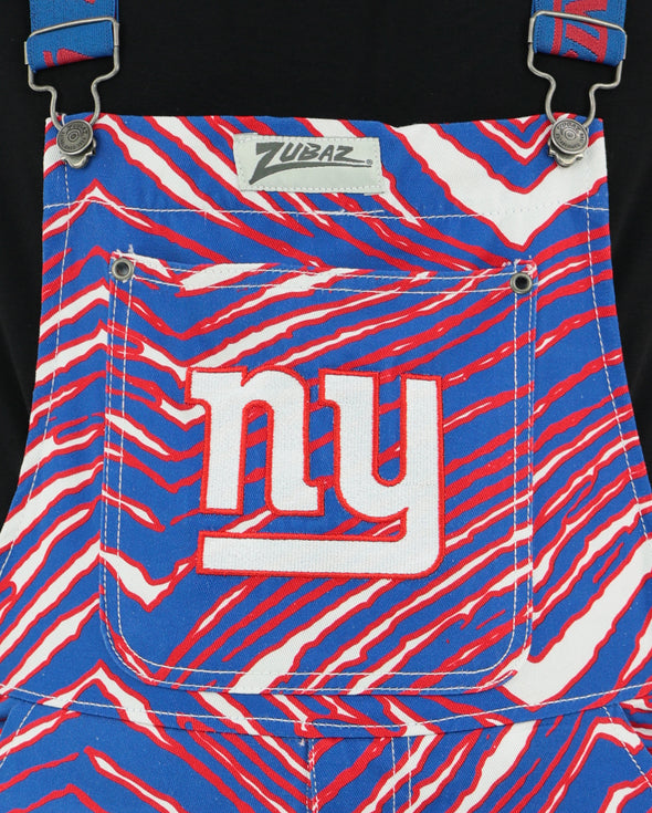 Zubaz NFL Unisex Zebra Lined Bib Overalls for Adult Men and Women, New York Giants