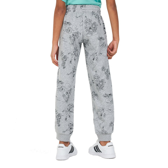 Adidas Youth Girl Disney Comfy Princesses Pants, Medium Grey Heather/Black