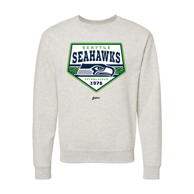 Zubaz NFL Seattle Seahawks Unisex Adult Men's & Women's Pullover Fleece Crew Neck Sweatshirt, Z2C Chip Shot, Oatmeal Heather