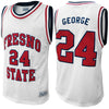 Original Retro Brand NCAA Men's Fresno State Bulldogs #24 Paul George Tackle Twill Jersey, White