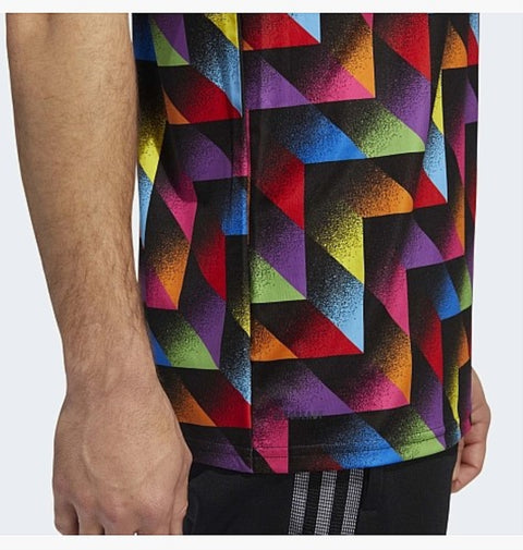 Adidas MLS Men's Inter Miami FC Pride Pre-Match Short Sleeve Jersey, Black/Multicolor