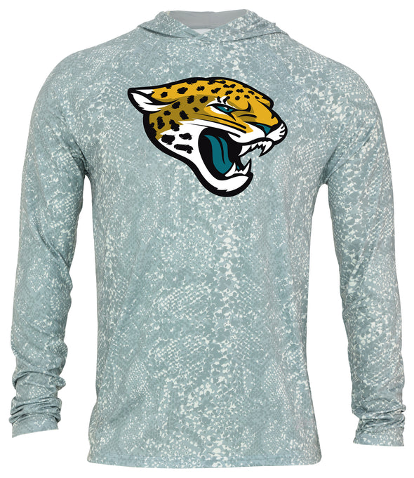 Zubaz NFL Men's Light Weight All Over Post Gray Tonal Hoodie, With Primary Logo, Jacksonville Jaguars