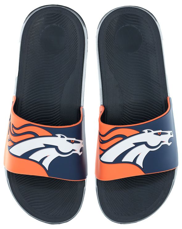 FOCO NFL Men's Denver Broncos Cropped Big Logo Raised Slides