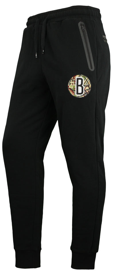 FISLL NBA Men's Brooklyn Nets Moroccan Detail Jogger, Black