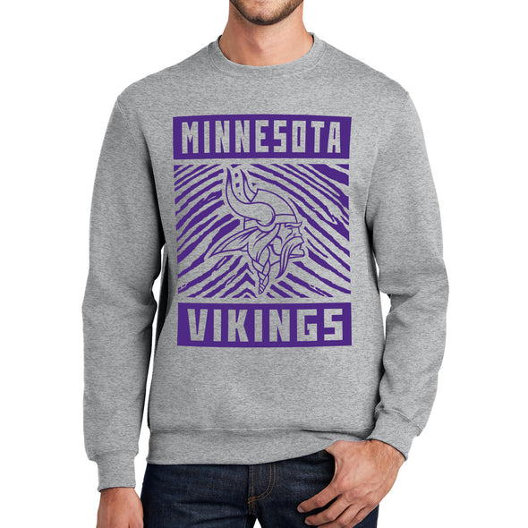 Zubaz NFL Men's Minnesota Vikings Athletic Crew Neck Sweatshirt W/ Zebra Graphic