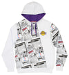 FISLL NBA Men's Los Angeles Lakers Comic Book Newspaper Print Hoodie, White