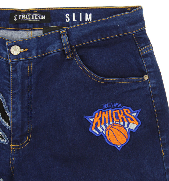 FISLL NBA Men's New York Knicks Knee Length Shorts - Blue