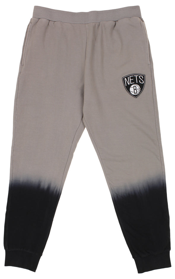 FISLL NBA Men's Brooklyn Nets Black Dipdye Jogger, Gray