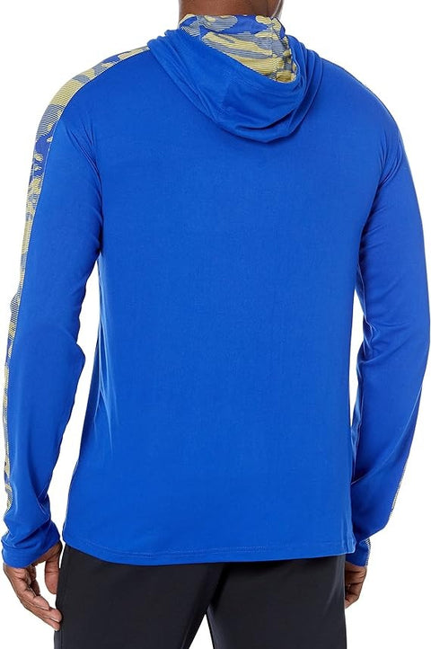 Zubaz NFL Los Angeles Rams Solid Rams Blue Elevated Lw Hoodie W/ Rams Camo Lines Accent