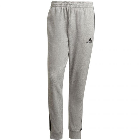 Adidas Men's Essential French Terry Tapered Cuff 3-Stripes Joggers, Medium Grey Heather/Black