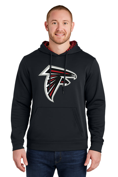 Zubaz NFL Men's Atlanta Falcons Team Color Primary Logo With Zebra Hood Liner