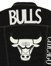 FISLL NBA Men's Chicago Bulls Moto Denim Jacket, Black