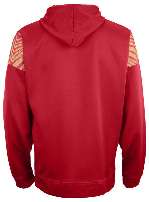 Zubaz Nfl San Francisco 49Ers Solid Team Color Full Zip Hooded Fleece Sweater With 2-Color Zebra Accent