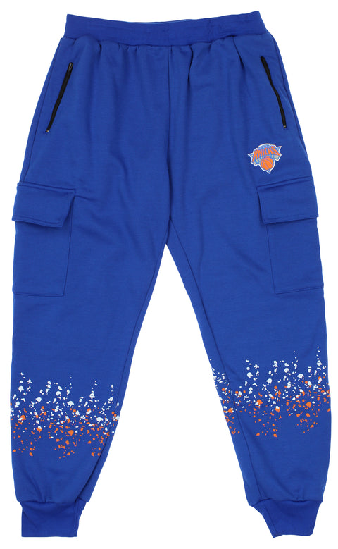 FISLL NBA Men's New York Knicks Cargo Jogger Pants, Blue