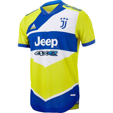 Adidas Men's Juventus 21/22 Third Authentic Jersey, Shock Yellow/Hi-Res Blue